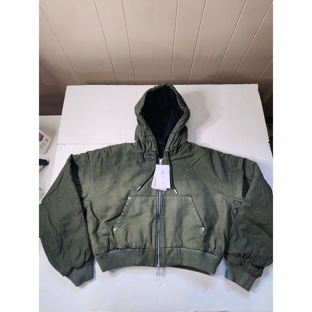 Nike Cactus Jack x Air Jordan Hooded Canvas Jacket Womens XS Green Travis Scott